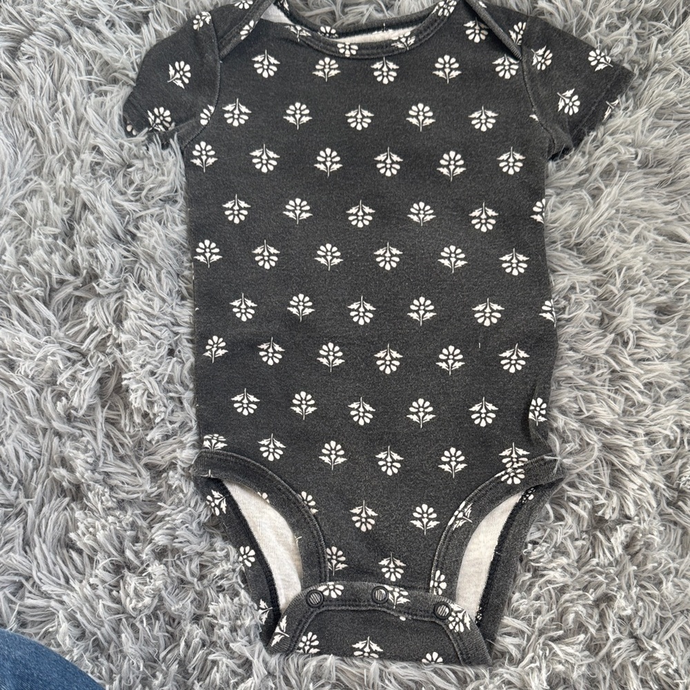Carter's Black and White Leaf Bodysuit